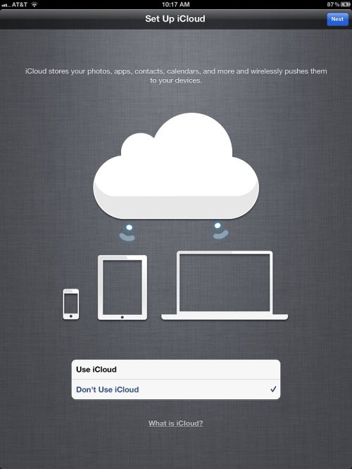 Tap Don't use iCloud button.